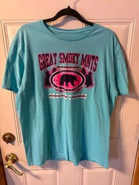 Great Smoky Mountains Graphic Tee - Light Blue Size Large